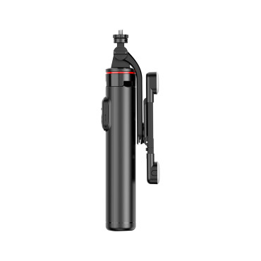 Selfie Stick Teleskopska z daljinskim upravljalnikom + 2x LED svetilka stojalo stojalo za telefon 1.3m - Črna
