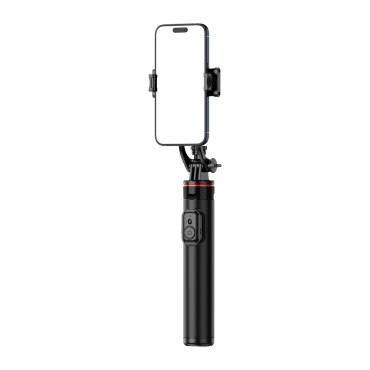 Selfie Stick Telescopic med fjärrkontrollstativ på telefonen 1.3m Aluminium - svart