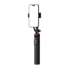 Selfie Stick Telescopic med fjärrkontrollstativ på telefonen 1.3m Aluminium - svart