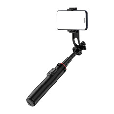 Selfie Stick teleskopska z daljinskim upravljalnikom na telefonu 1.3m Aluminij - črna