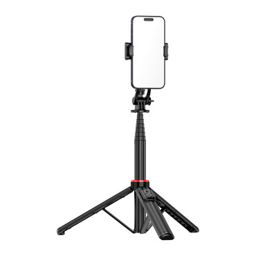 Selfie Stick teleskopska z daljinskim upravljalnikom na telefonu 1.3m Aluminij - črna