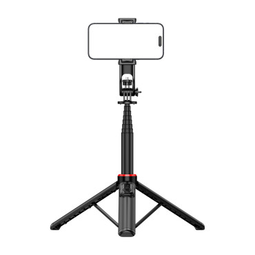 Selfie Stick teleskopska z daljinskim upravljalnikom na telefonu 1.3m Aluminij - črna