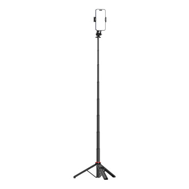 Selfie Stick teleskopska z daljinskim upravljalnikom na telefonu 1.3m Aluminij - črna