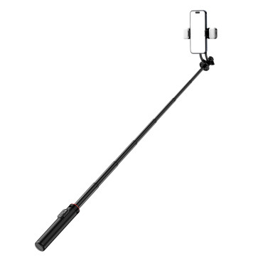 Selfie vara telescópica com controle remoto + 2x lâmpada LED tripé de lâmpada para o telefone 1.3m Alumínio - Preto