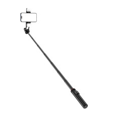 Selfie Stick Teleskopska z daljinskim upravljalnikom + 2x LED svetilka stojalo stojalo za telefon 1.3m Aluminij - črna