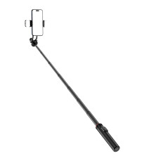 Selfie vara telescópica com controle remoto + 2x lâmpada LED tripé de lâmpada para o telefone 1.3m Alumínio - Preto
