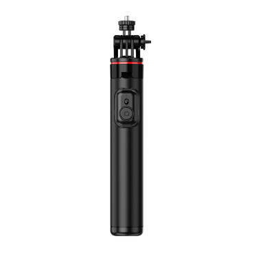 Selfie Stick Teleskopska z daljinskim upravljalnikom + 2x LED svetilka stojalo stojalo za telefon 1.3m Aluminij - črna