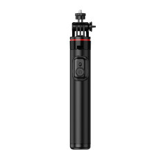 Selfie Stick Teleskopska z daljinskim upravljalnikom + 2x LED svetilka stojalo stojalo za telefon 1.3m Aluminij - črna