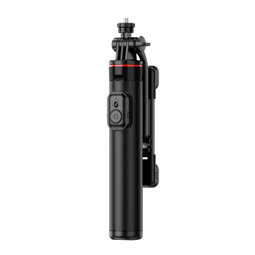 Selfie Stick Teleskopisk med fjernkontroll + 2x LED-lampe stativ Stativ for telefonen 1.3m Aluminium - Svart