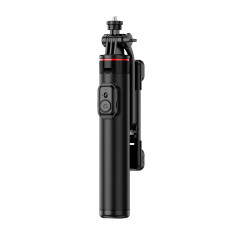 Selfie Stick Telescopique avec télécommande + Trépied de trépied de lampe LED 2x pour le téléphone 1.3m Aluminium - noir