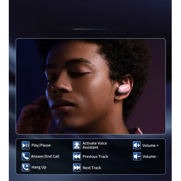 Fones de ouvido Siga MEMS Wireless TWS Bluetooth 5.3 - Pink