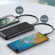 PowerBank 10000 MAH 22.5W USB-A USB-C Micro USB med USB-C og Lightning Cable - Svart