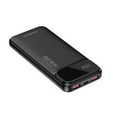 Powerbank 10000 mAh 22.5W PD USB-A USB-C - Svart