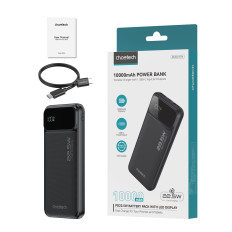 Powerbank 10000 mAh 22.5W PD USB-A USB-C - Svart