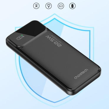 Powerbank 10000 mAh 22.5W PD USB-A USB-C - Svart