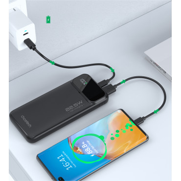 PowerBank 10000 mAh 22.5W PD USB-A USB-C - melns