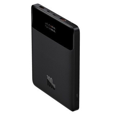 PowerBank 20000 mAh 2x USB-A 2X USB-C 100W + USB-C kabelis - melns
