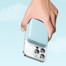 PowerBank induktīvais magnētiskais mini 10000 mAh 30W + USB-C kabelis - zils