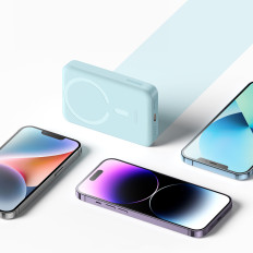 PowerBank induktīvais magnētiskais mini 10000 mAh 30W + USB-C kabelis - zils