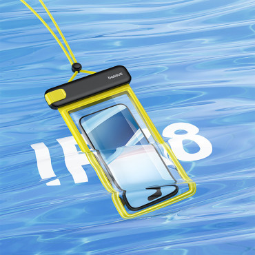 Vattentät väska för telefon 7.2 '' IPX8 djupt dyk 4 lager - svart och gult