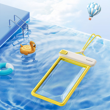 Caso à prova d'água para telefone 7.2 '' IPX8 mergulho profundo 4 camadas - branco e amarelo