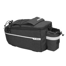 9L thermal bicycle bag on the trunk with a pocket for a water bottle and shoulder strap - black