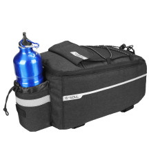 Bolsa de bicicleta térmica 9L no tronco com um bolso para uma garrafa de água e alça de ombro - preto