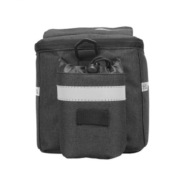 Bolsa de bicicleta térmica 9L no tronco com um bolso para uma garrafa de água e alça de ombro - preto
