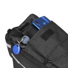 Bolsa de bicicleta térmica 9L no tronco com um bolso para uma garrafa de água e alça de ombro - preto