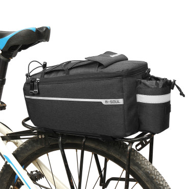 Bolsa de bicicleta térmica 9L no tronco com um bolso para uma garrafa de água e alça de ombro - preto