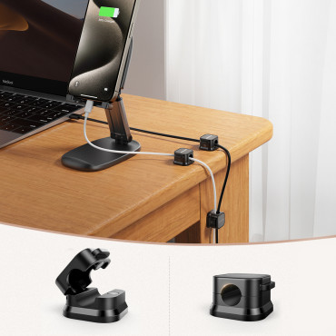Organizator Magnetni nosilec kabla Samolepilni komplet 6pcs. - Črna
