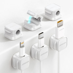 Arrangør Magnetic Cable Holder Selvklebende Set 6 stk. - Hvit