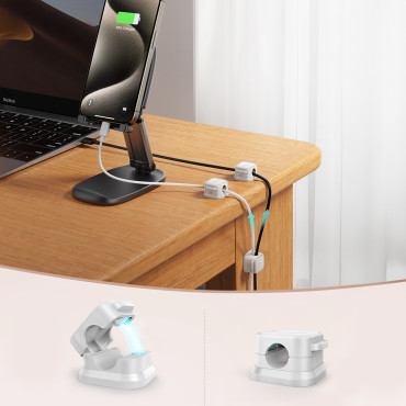 Suporte de cabo magnético do organizador 6pcs auto-adesivo. - branco