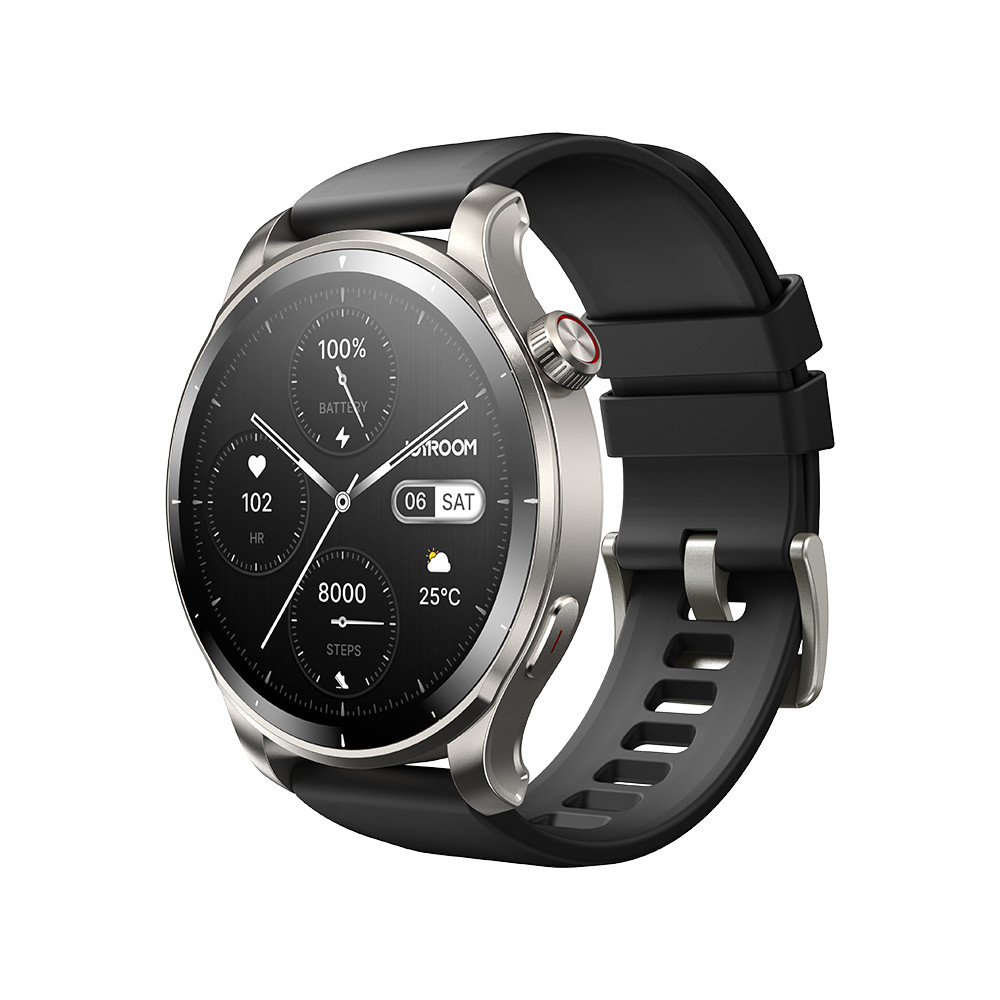Smartwatch okrogla podvig serije s prejemanjem klicev + srebrna zapestnica - siva