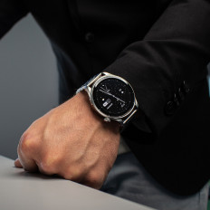 SmartWatch Round Venture Series med samtale Mottak + Sølv Armbånd - Grå