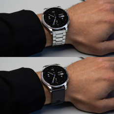 Serie de ventura redonda SmartWatch con recepción de llamadas + pulsera de plata - gris