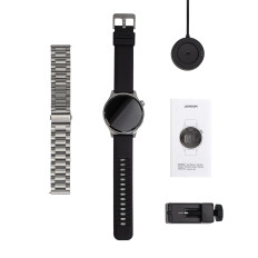Smartwatch okrogla podvig serije s prejemanjem klicev + srebrna zapestnica - siva