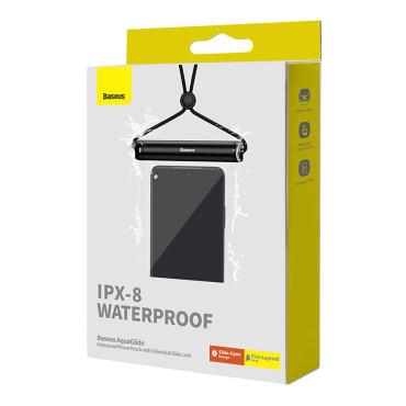 Waterdichte hoes voor telefoon 7.2 '' met cilindrische sluiting van IPX8 Aquaglide - zwart