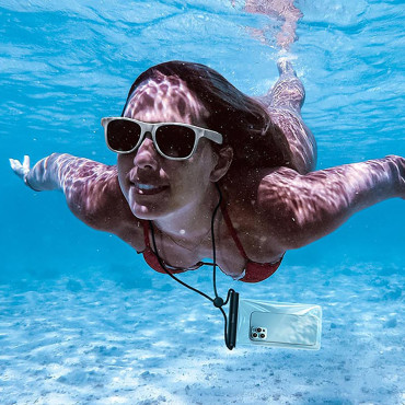 Wasserdichtes Gehäuse für Telefon 7.2 '' mit zylindrischer Schließung von IPX8-Aquaglide - Schwarz