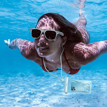 Wasserdichtes Hülle für Telefon 7.2 '' mit zylindrischem Verschluss IPX8 Aquaglide - Weiß