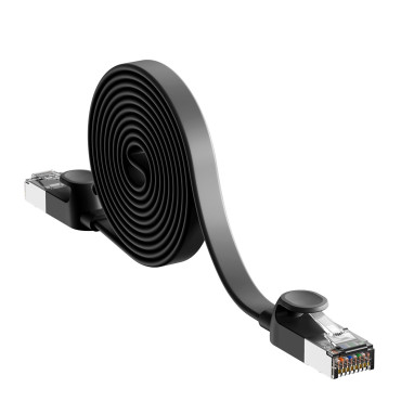 Cabo de rede RJ45 Plano de alta velocidade Ethernet Cat6 0.5m - preto