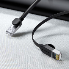 RJ45 tinklo kabelis Plokščias didelės spartos Ethernet Cat6 3m - juoda