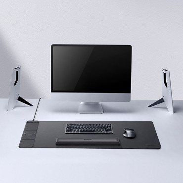 Mata ροδέλα στο γραφείο για ένα laptop Magpro Series II με υποστήριξη καρπού + Επαγωγικός φορτωτής - Μαύρο