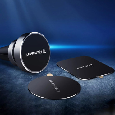 Metal tiles for magnetic handles on the phone set 2pcs. - black