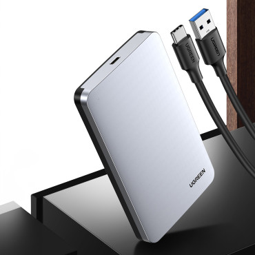 Hårddiskficka 2.5 '' SATA 3,0 6Gbps + USB-C-kabel 0.5m - silver
