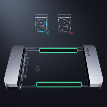 Kieszeń na dysk twardy 2.5'' SATA 3.0 6Gbps + kabel USB-C 0.5m - srebrny