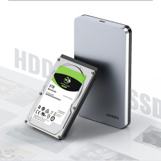 Pocket pevného disku 2.5 '' SATA 3.0 6GBPS + USB-C kábel 0.5m - strieborné