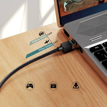Patchcord sieťový kábel v Ethernet RJ45 CAT 7 10GBOP 1M - čierna