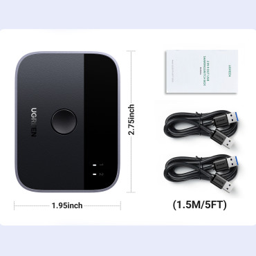 2in1 2x USB-A 3.0-adapter (inngang) / 2x USB-A (utgang) - grå