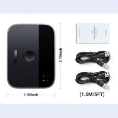 2in1 2x USB-A 3.0-sovitin (tulo) / 2x USB-A (lähtö) - harmaa